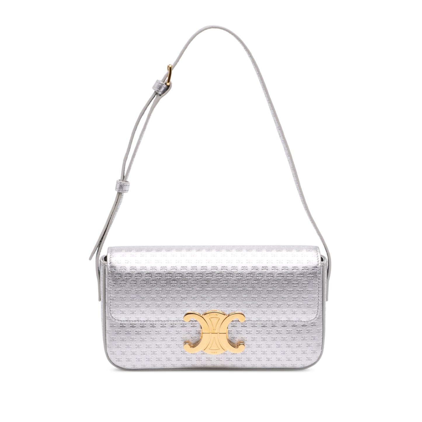 Celine Triomphe All Over Laminated Calfskin Claude Shoulder Bag