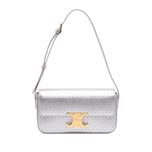 Celine Triomphe All Over Laminated Calfskin Claude Shoulder Bag