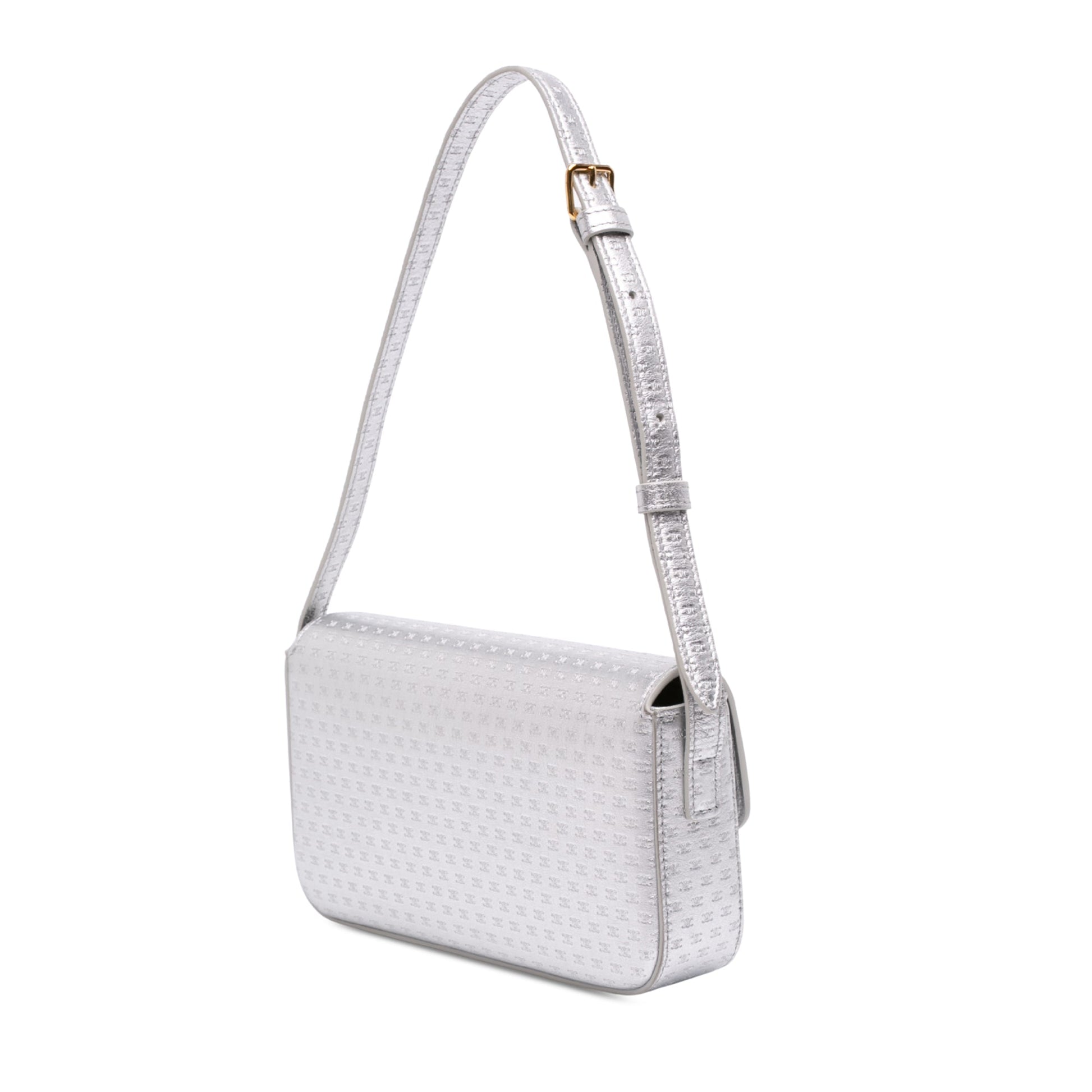Celine Triomphe All Over Laminated Calfskin Claude Shoulder Bag