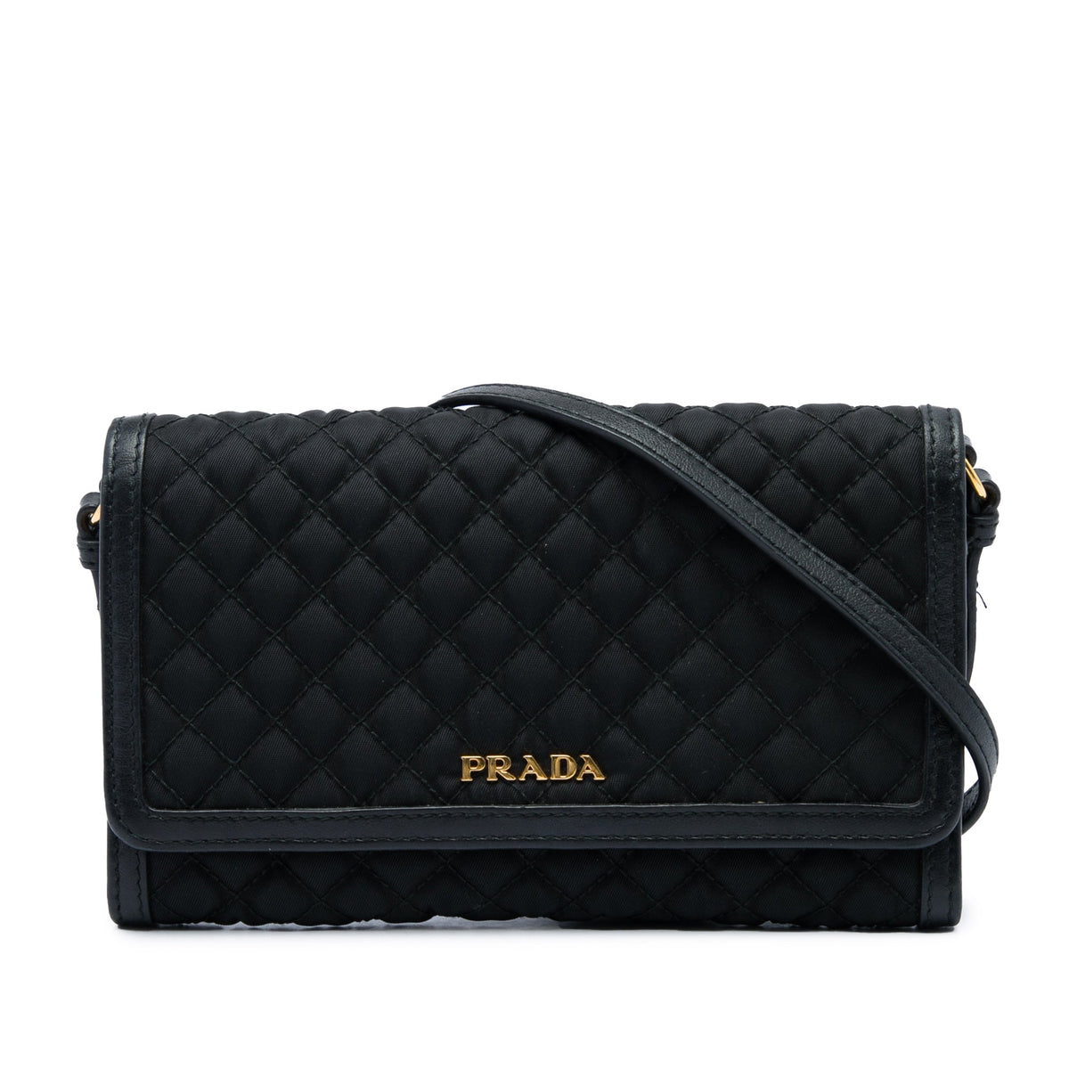 Prada Impuntu Tessuto Wallet on Strap — Black