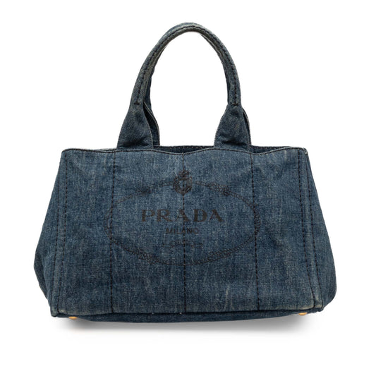 Prada Denim Canapa Logo Satchel