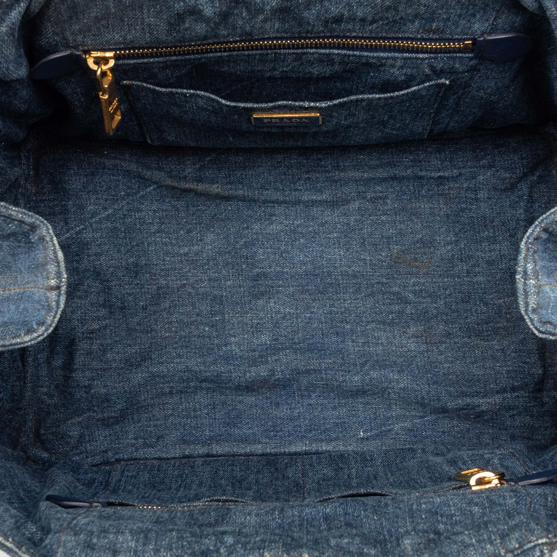 Prada Denim Canapa Logo Satchel