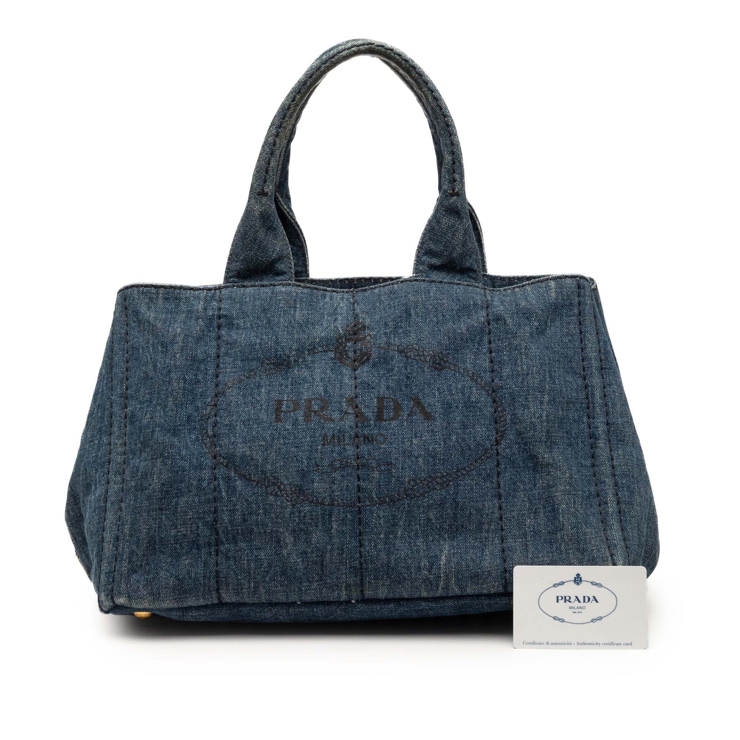 Prada Denim Canapa Logo Satchel