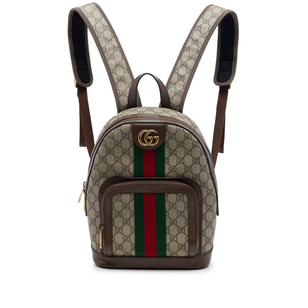 Gucci Small GG Supreme Web Ophidia Backpack — Beige