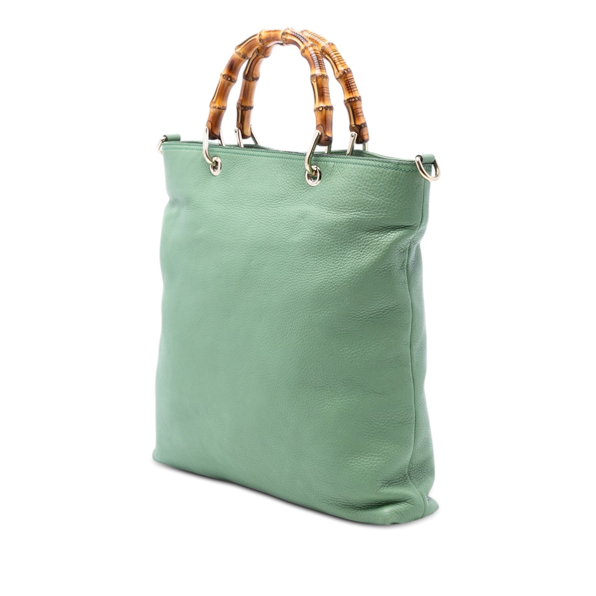 Gucci Tall Leather Bamboo Shopper Tote