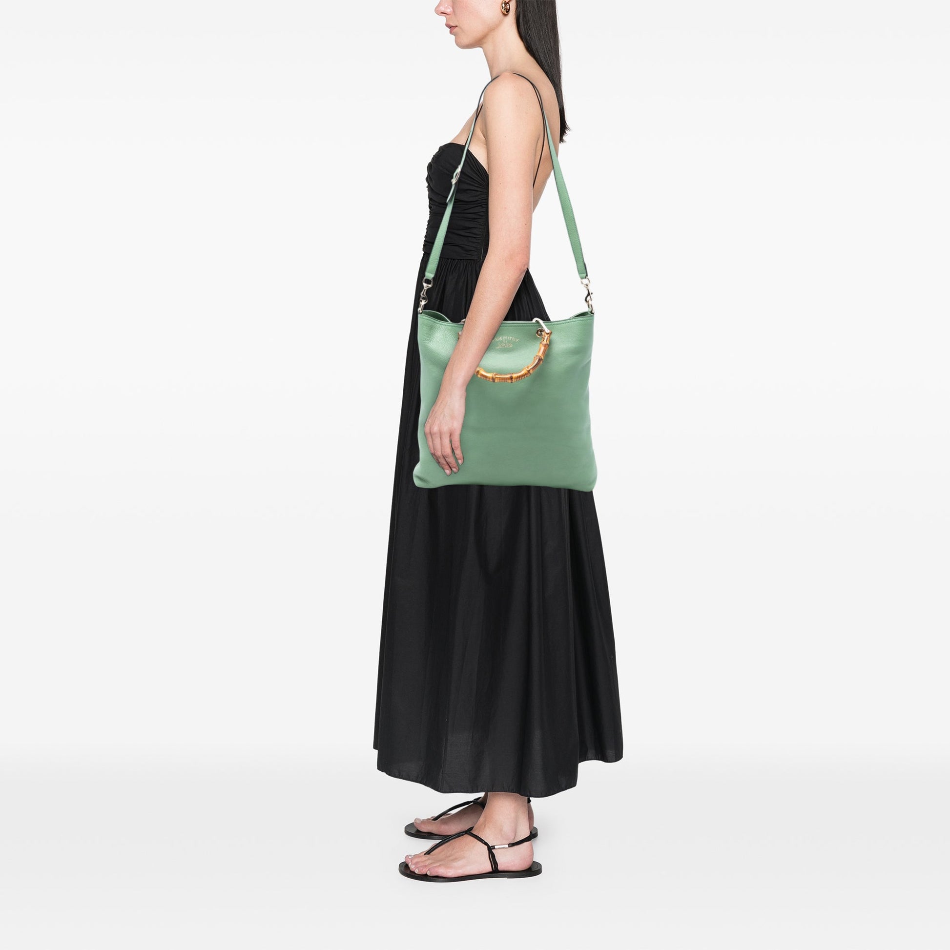 Gucci Tall Leather Bamboo Shopper Tote