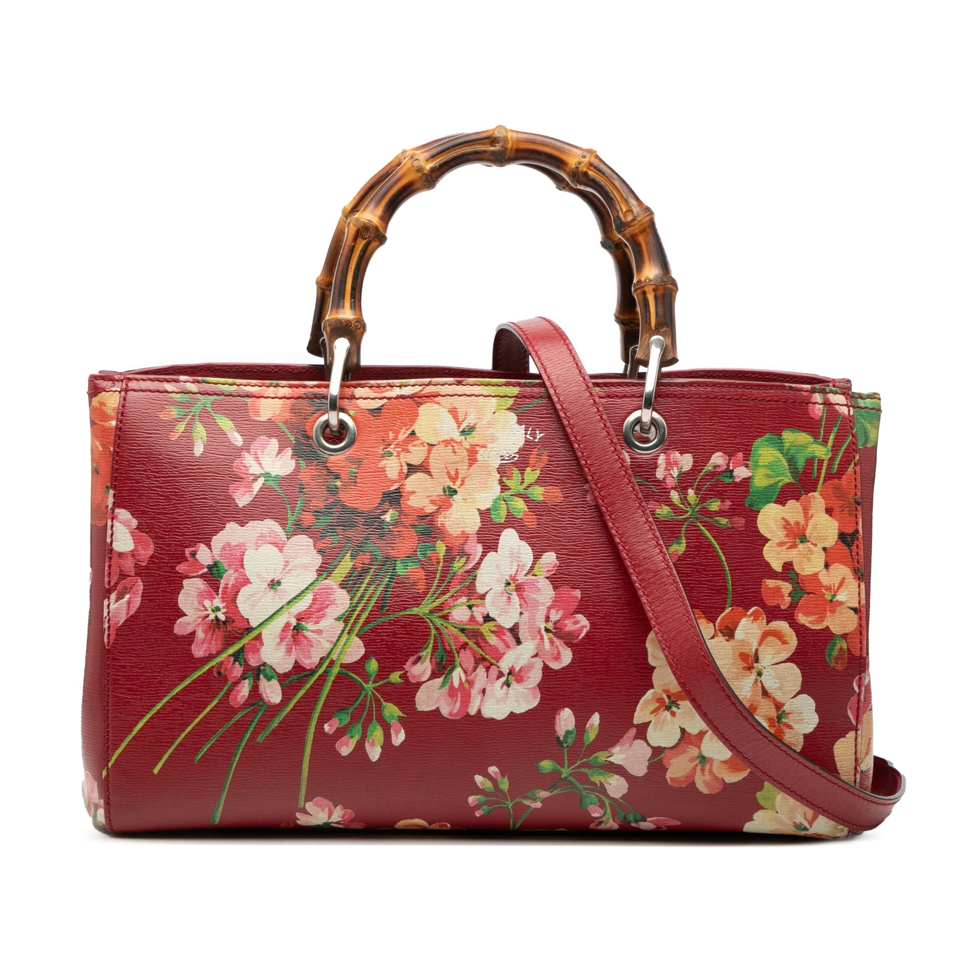 Gucci Medium Calfskin Blooms Bamboo Shopper Satchel