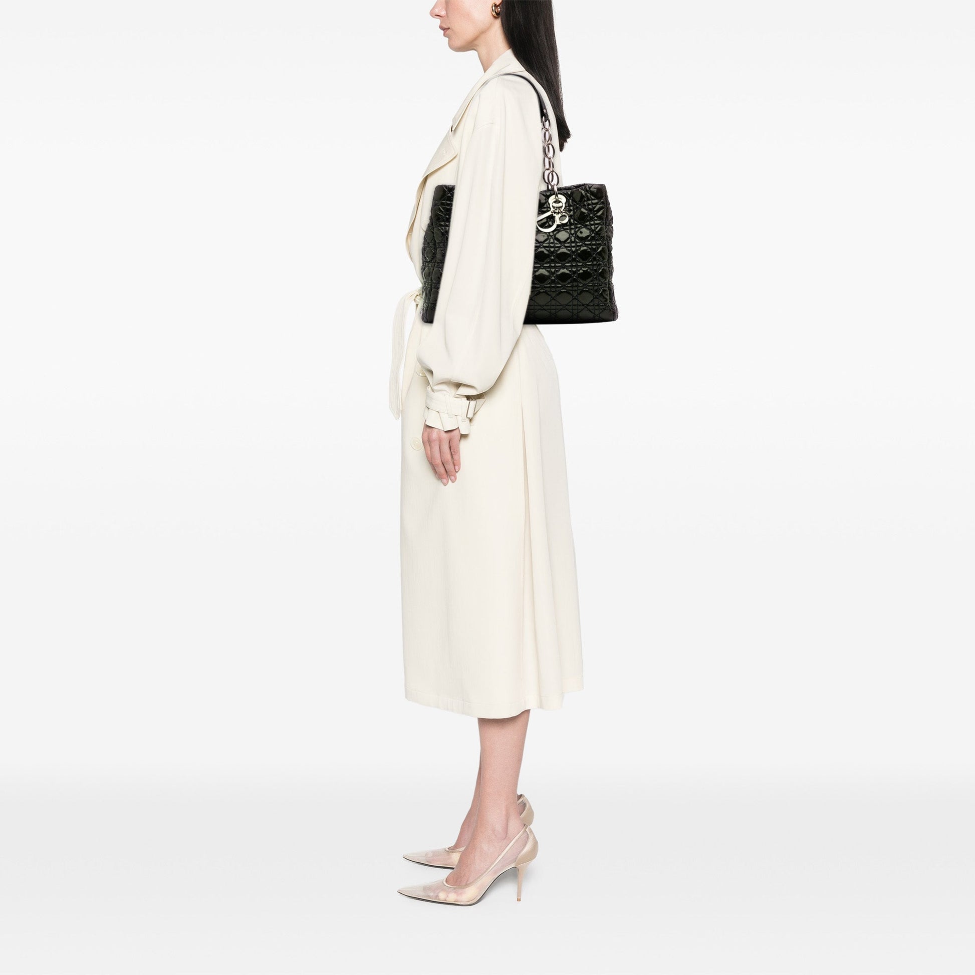 Dior Large Patent Cannage Lady Dior Soft Shopping Tote