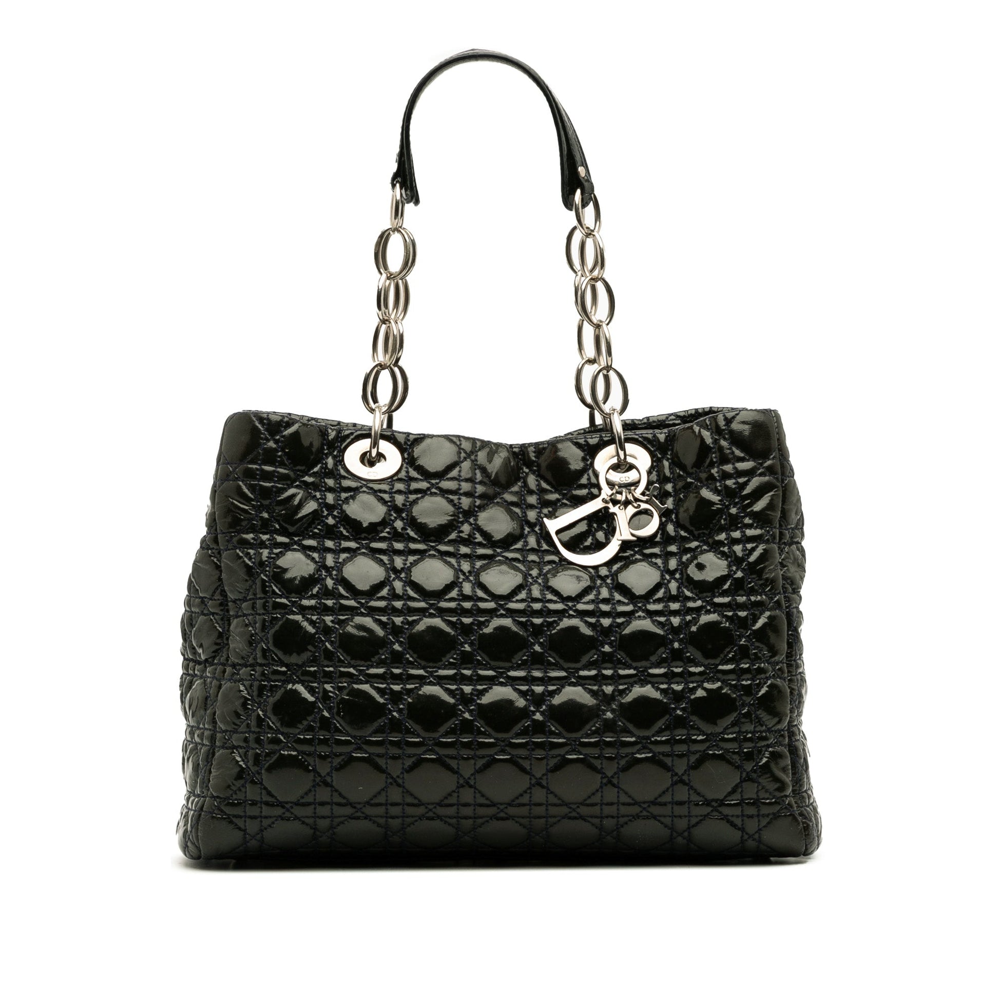 Dior Large Patent Cannage Lady Dior Soft Shopping Tote