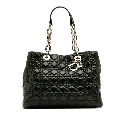 Dior Large Patent Cannage Lady Dior Soft Shopping Tote