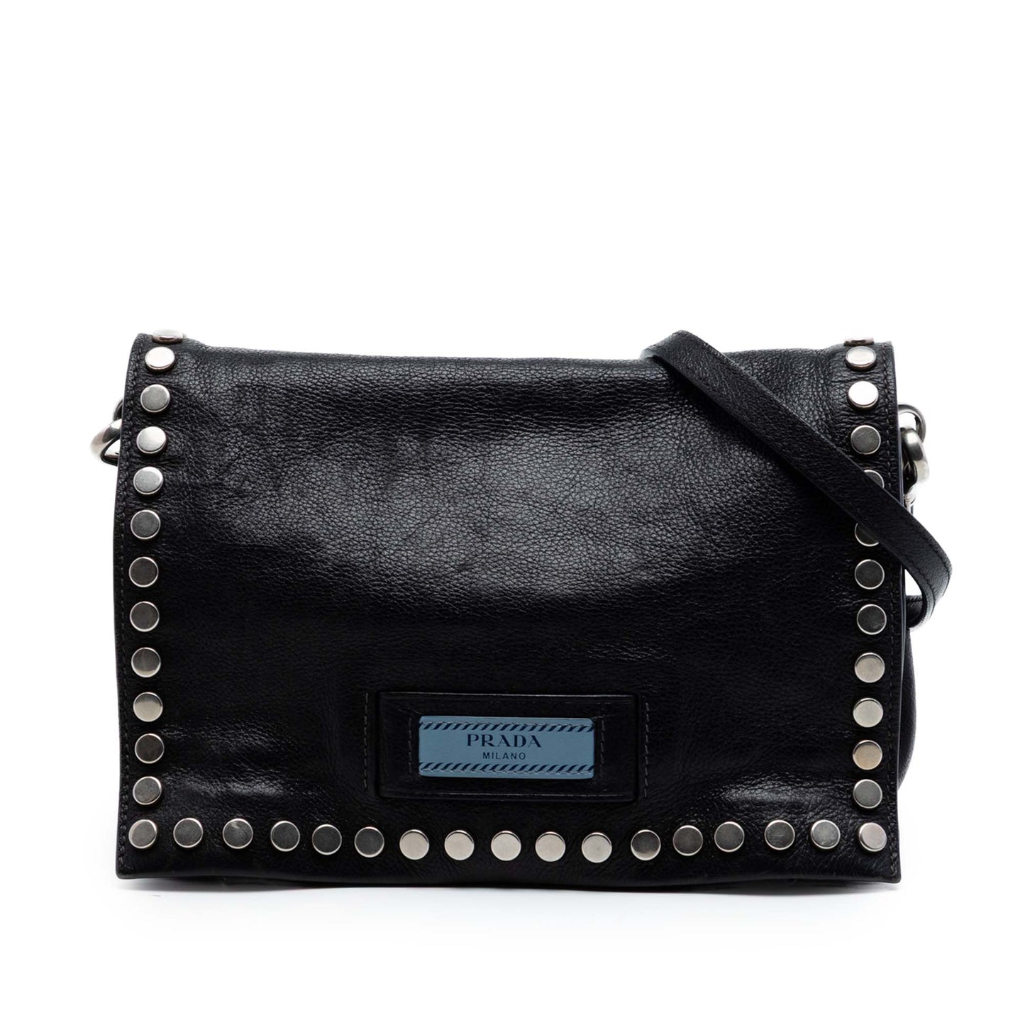 Prada Glace Calf Studded Etiquette Flap