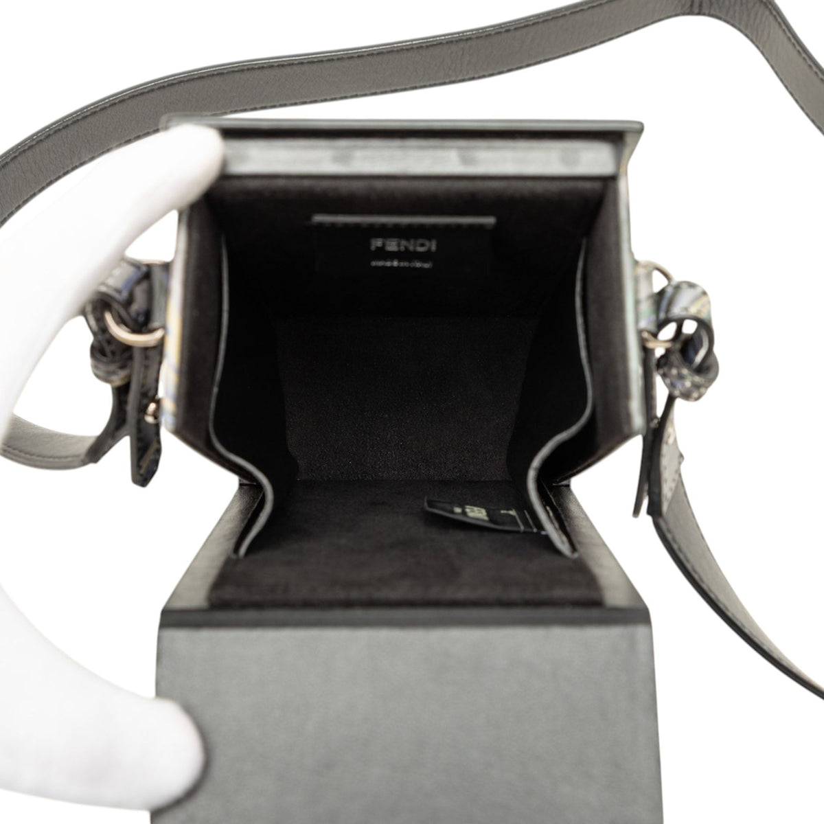 Fendi Smooth Calfskin Marble Print Vertical Box Crossbody
