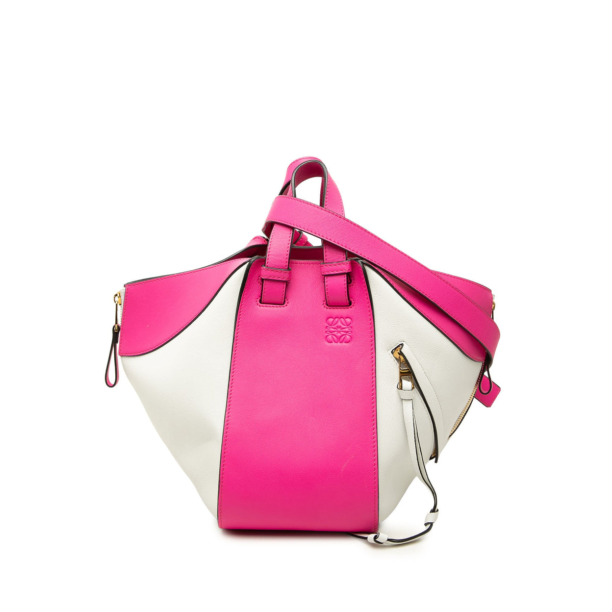 LOEWE Medium Bicolor Leather Hammock Satchel — Pink