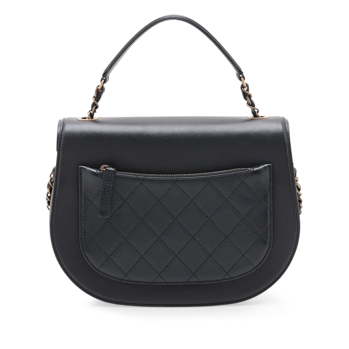 Chanel Medium Shiny Calfskin and Quilted Goatskin Coco Curve Flap — Black