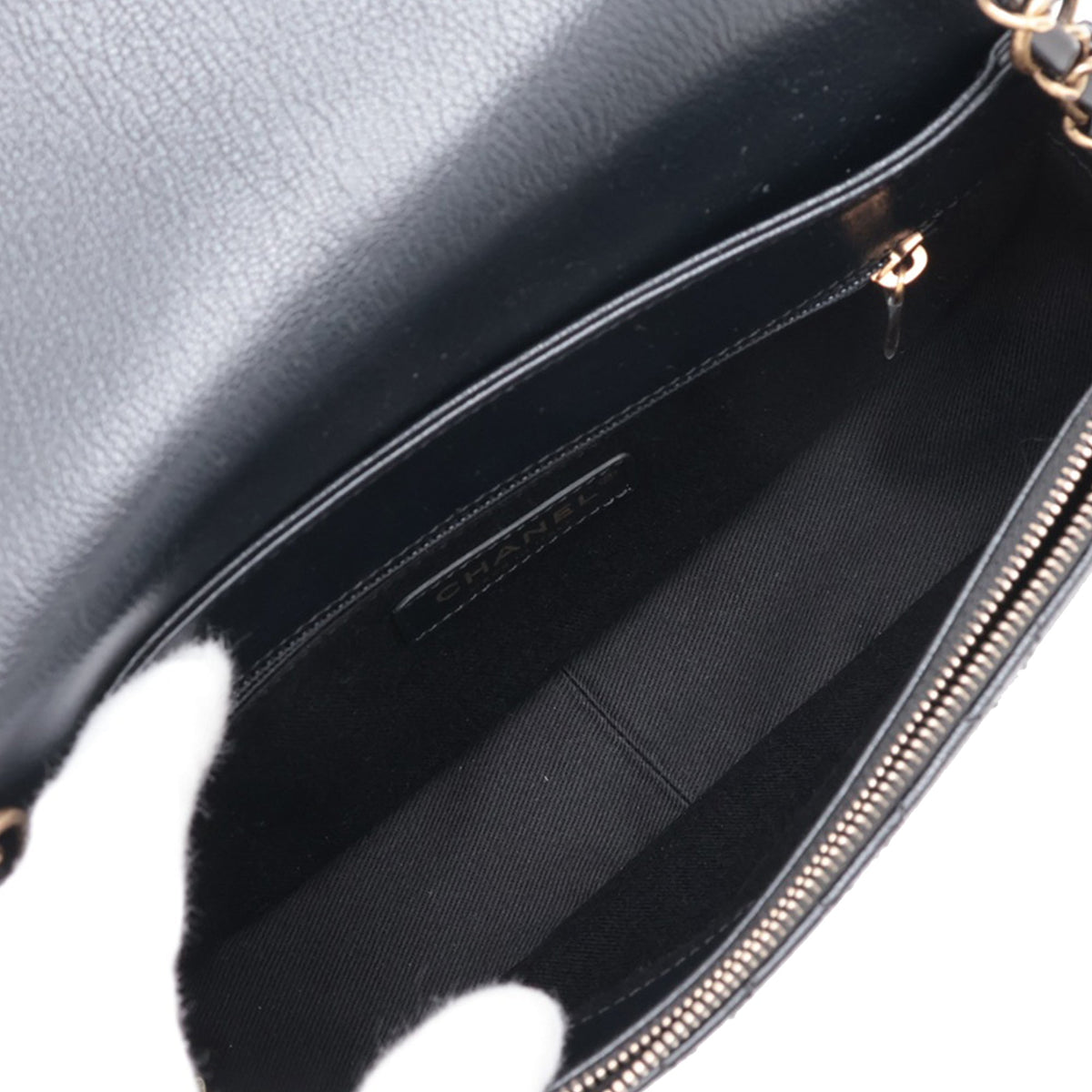 Chanel Medium Shiny Calfskin and Quilted Goatskin Coco Curve Flap — Black