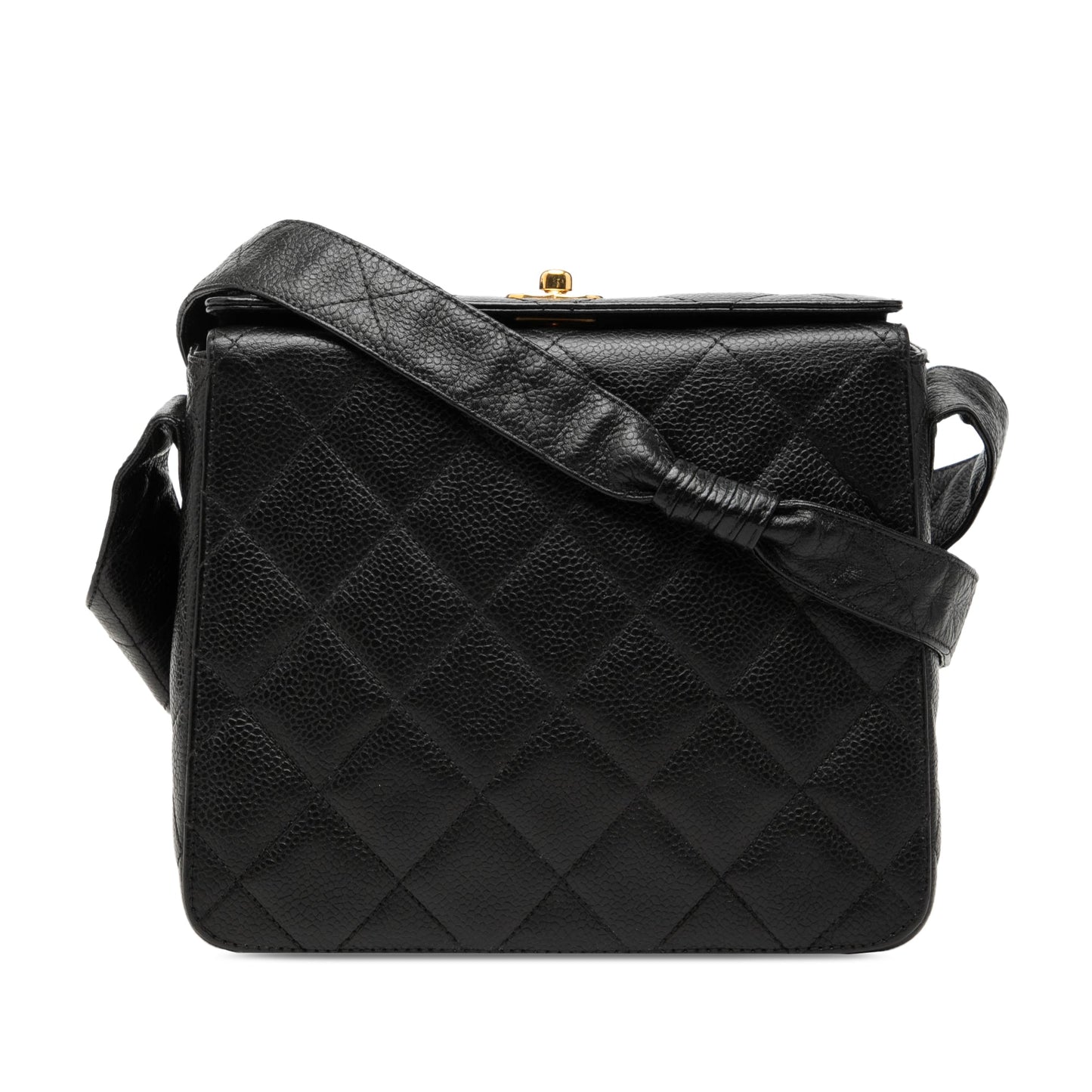 Chanel CC Quilted Caviar Carved Buckle Box Bag