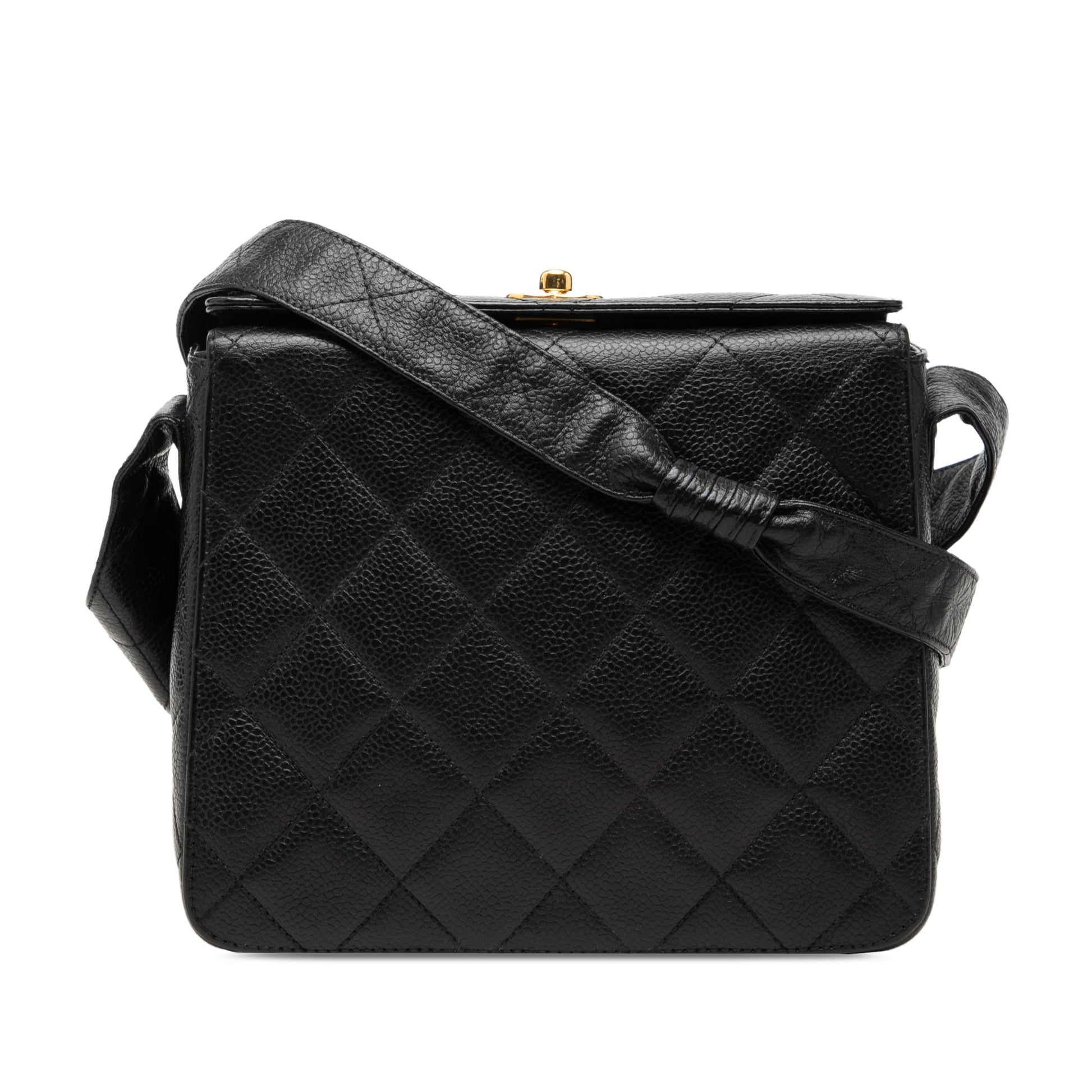 Chanel CC Quilted Caviar Carved Buckle Box Bag