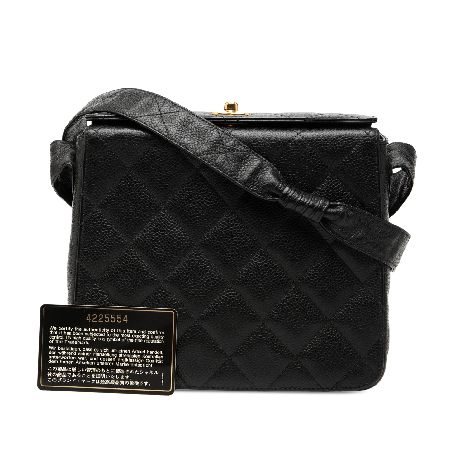 Chanel CC Quilted Caviar Carved Buckle Box Bag