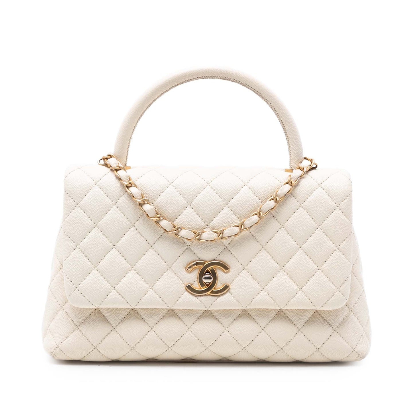 Small Quilted Caviar Coco Top Handle Bag