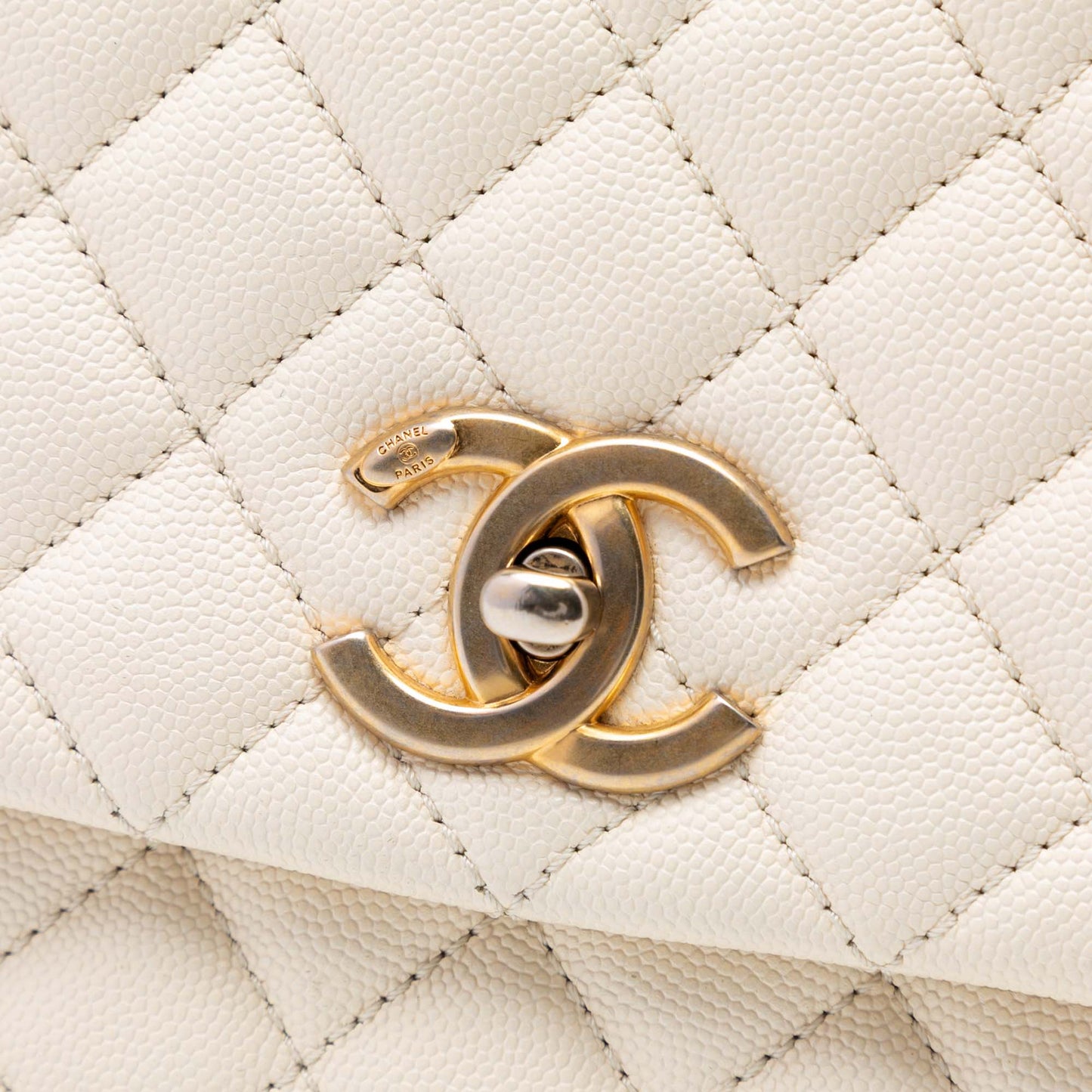 Small Quilted Caviar Coco Top Handle Bag