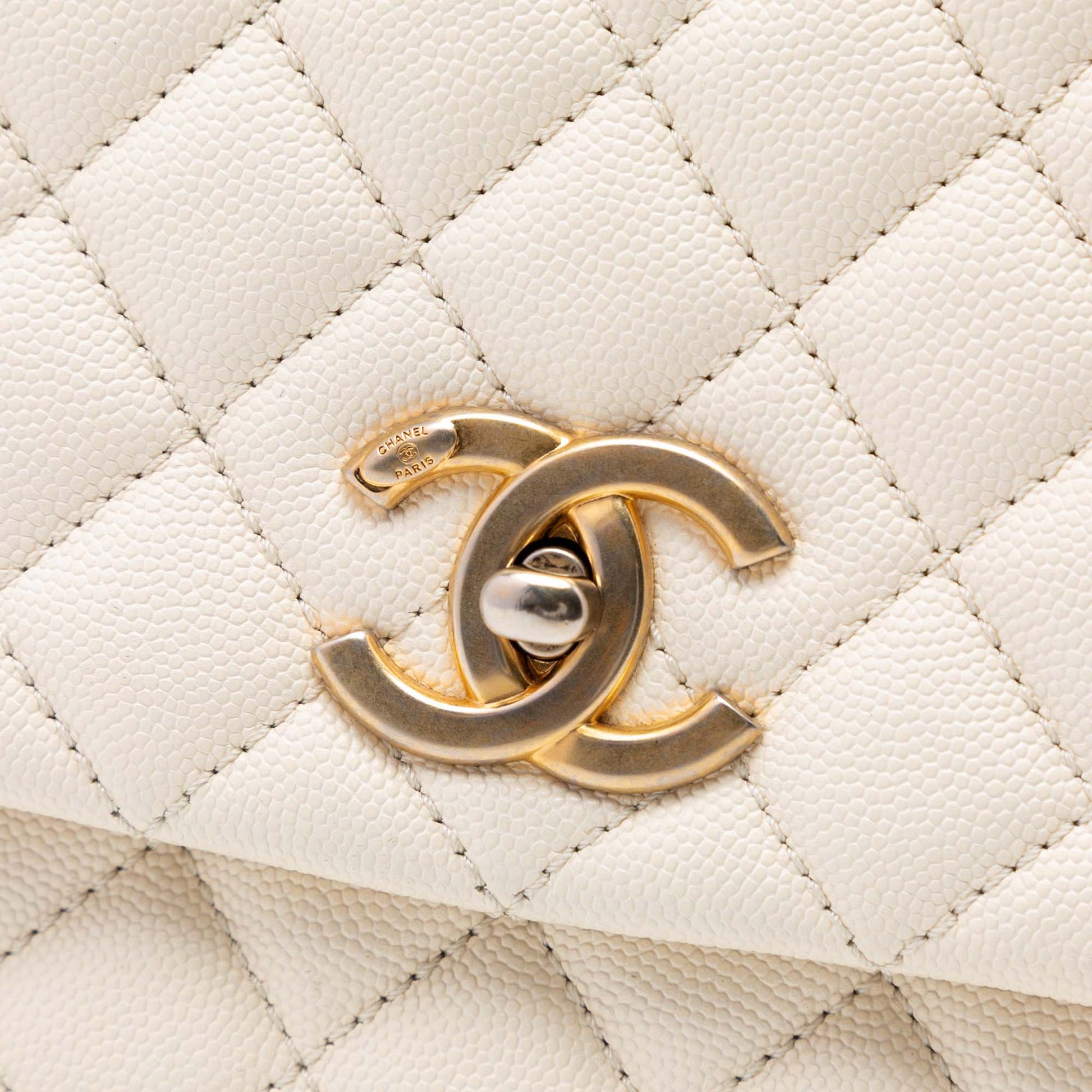 Small Quilted Caviar Coco Top Handle Bag