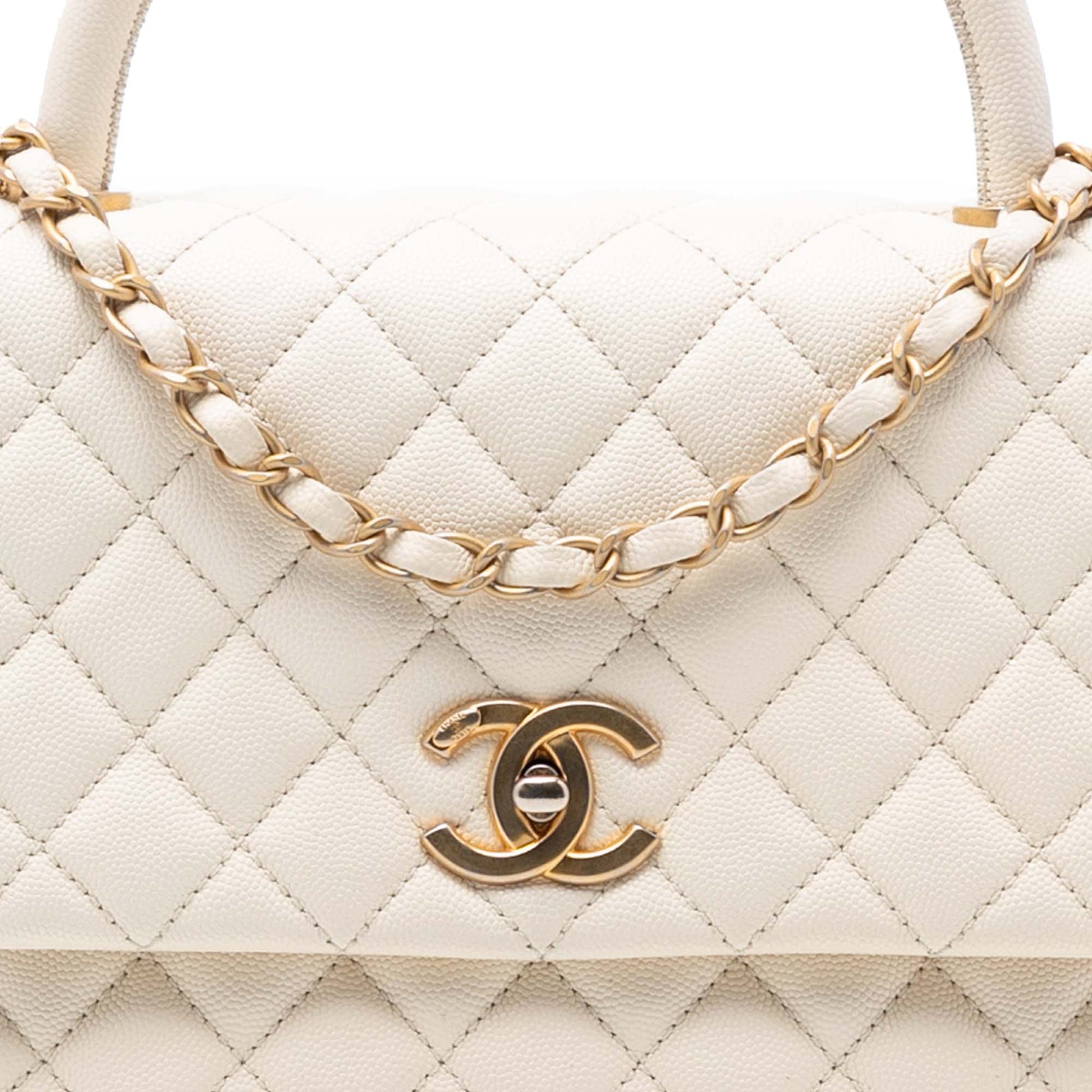 Small Quilted Caviar Coco Top Handle Bag