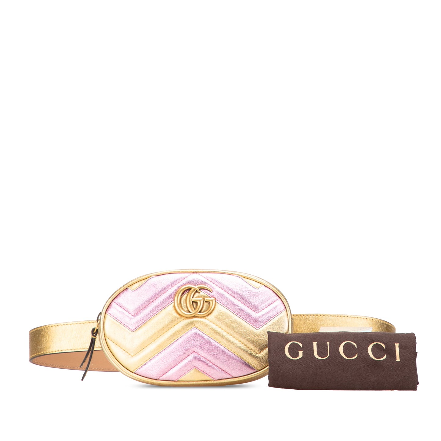 Gucci GG Marmont Matelasse Metallic Bicolor Leather Belt Bag