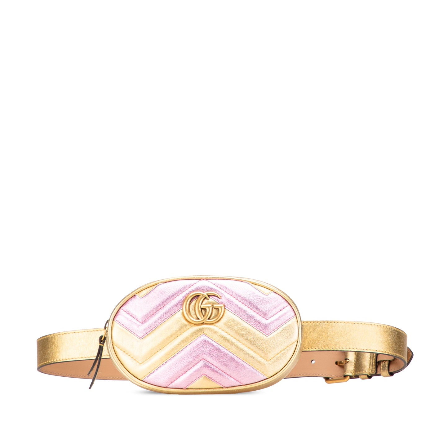 Gucci GG Marmont Matelasse Metallic Bicolor Leather Belt Bag