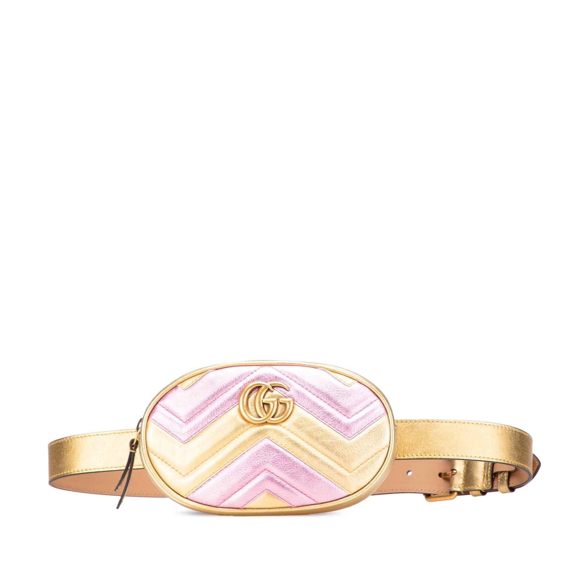 Gucci GG Marmont Matelasse Metallic Bicolor Leather Belt Bag