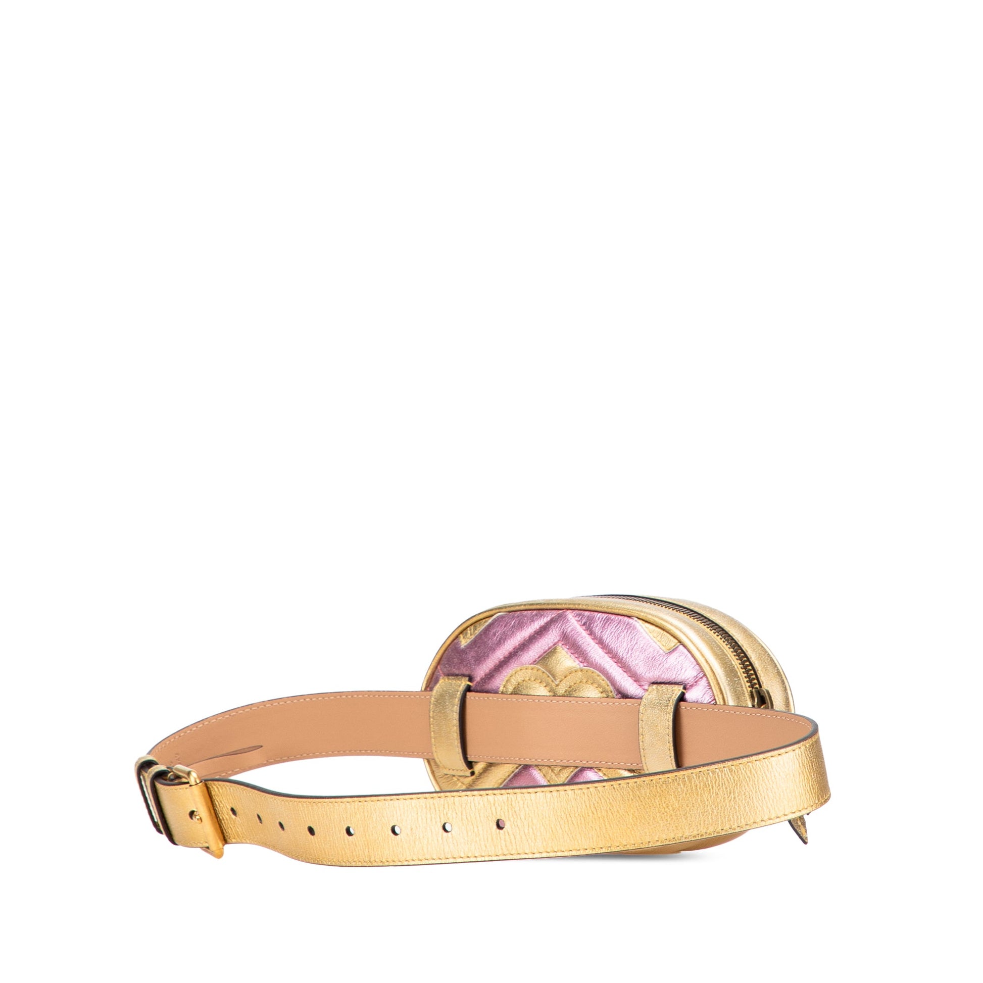 Gucci GG Marmont Matelasse Metallic Bicolor Leather Belt Bag