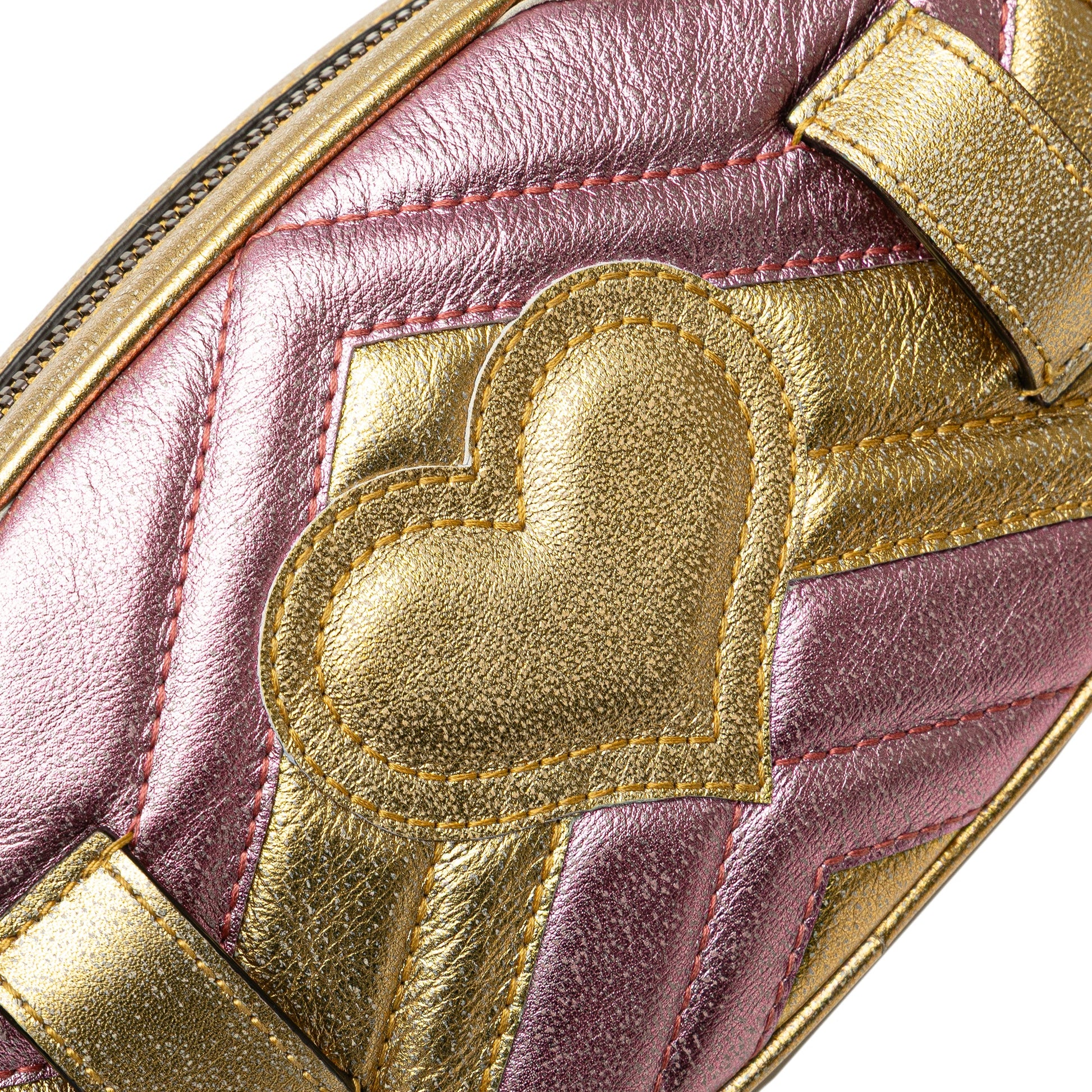 Gucci GG Marmont Matelasse Metallic Bicolor Leather Belt Bag