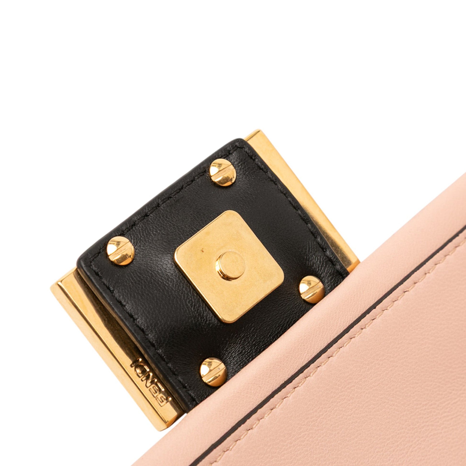 Fendi Mini Bicolor Nappa Apolo Chain Baguette Shoulder Bag