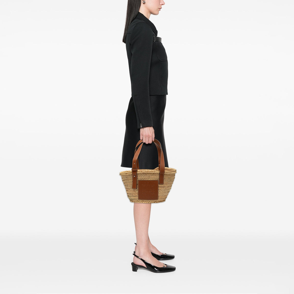 LOEWE Small Raffia Anagram Basket Tote