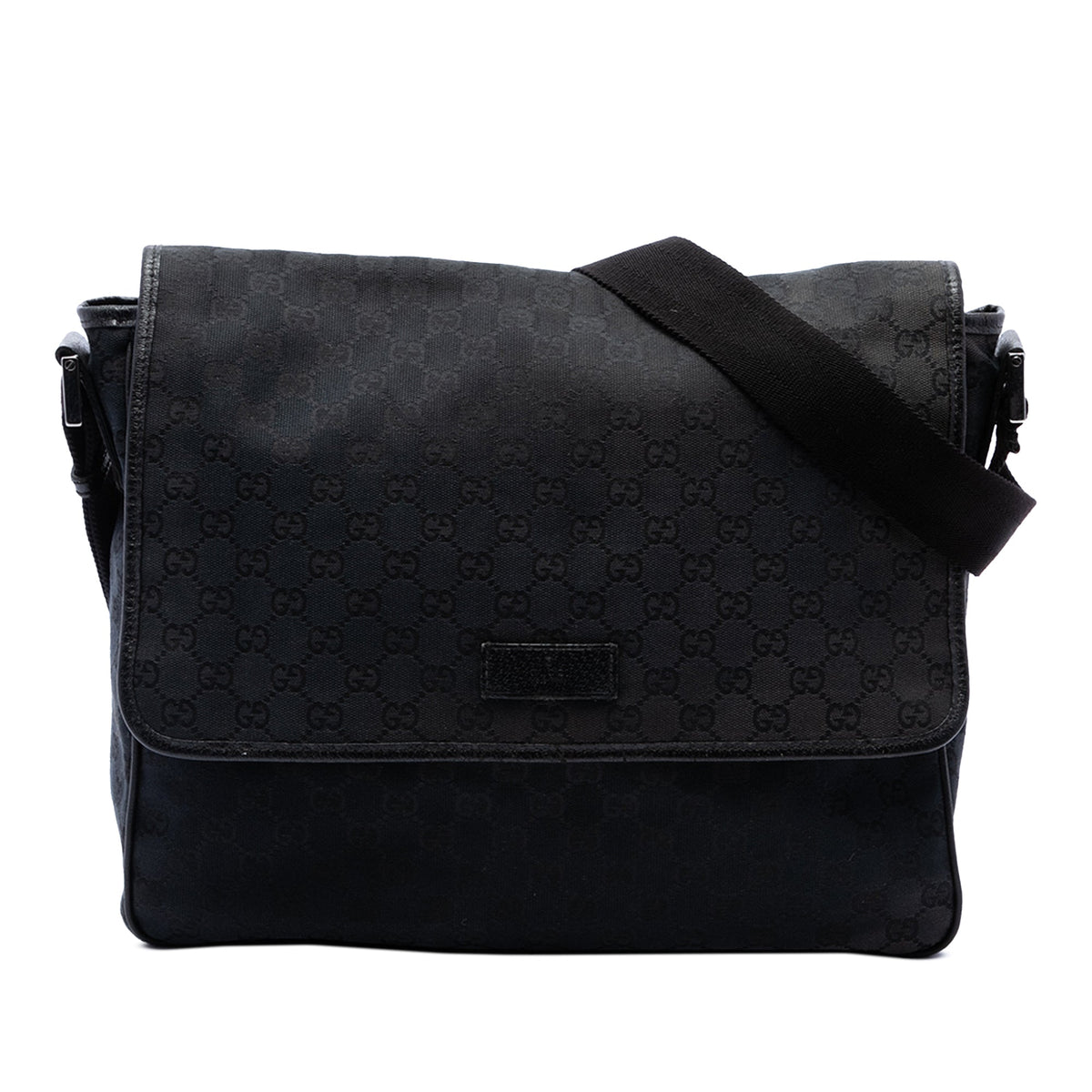 Gucci GG Canvas Flap Messenger Bag — Black