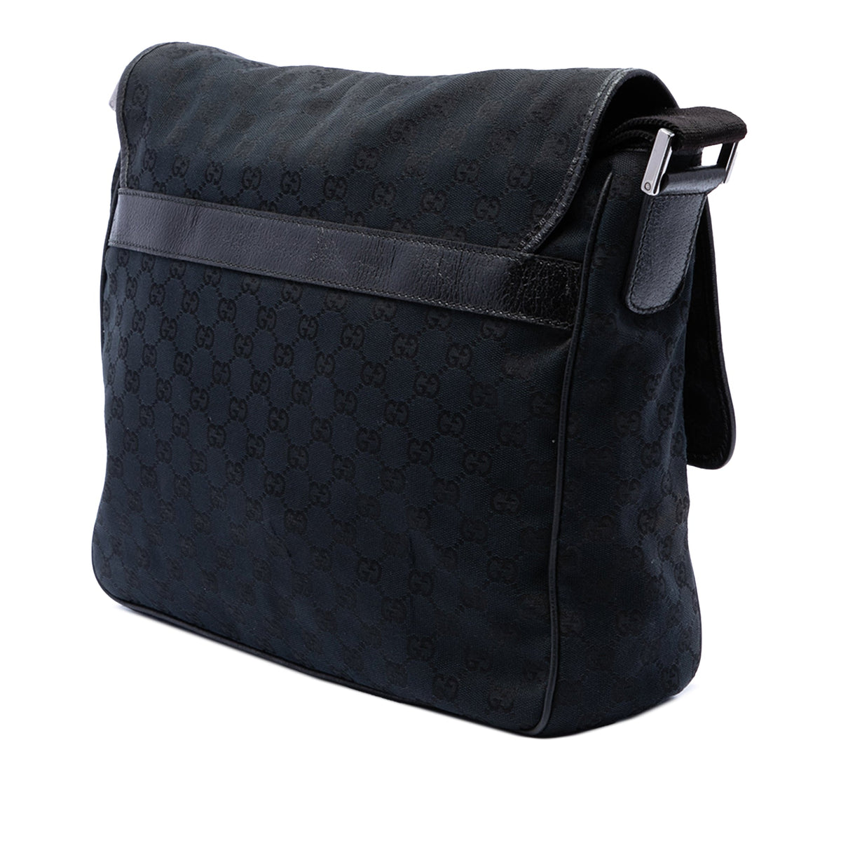 Gucci GG Canvas Flap Messenger Bag — Black