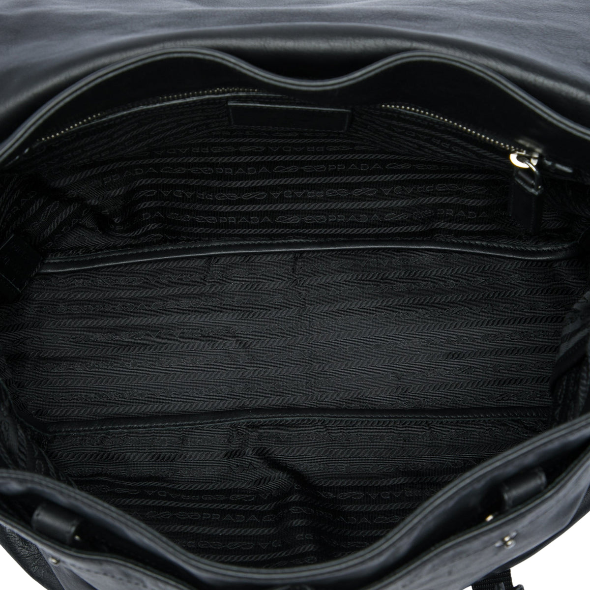 Prada Soft Calf Double Buckle Flap Camera Bag — Black