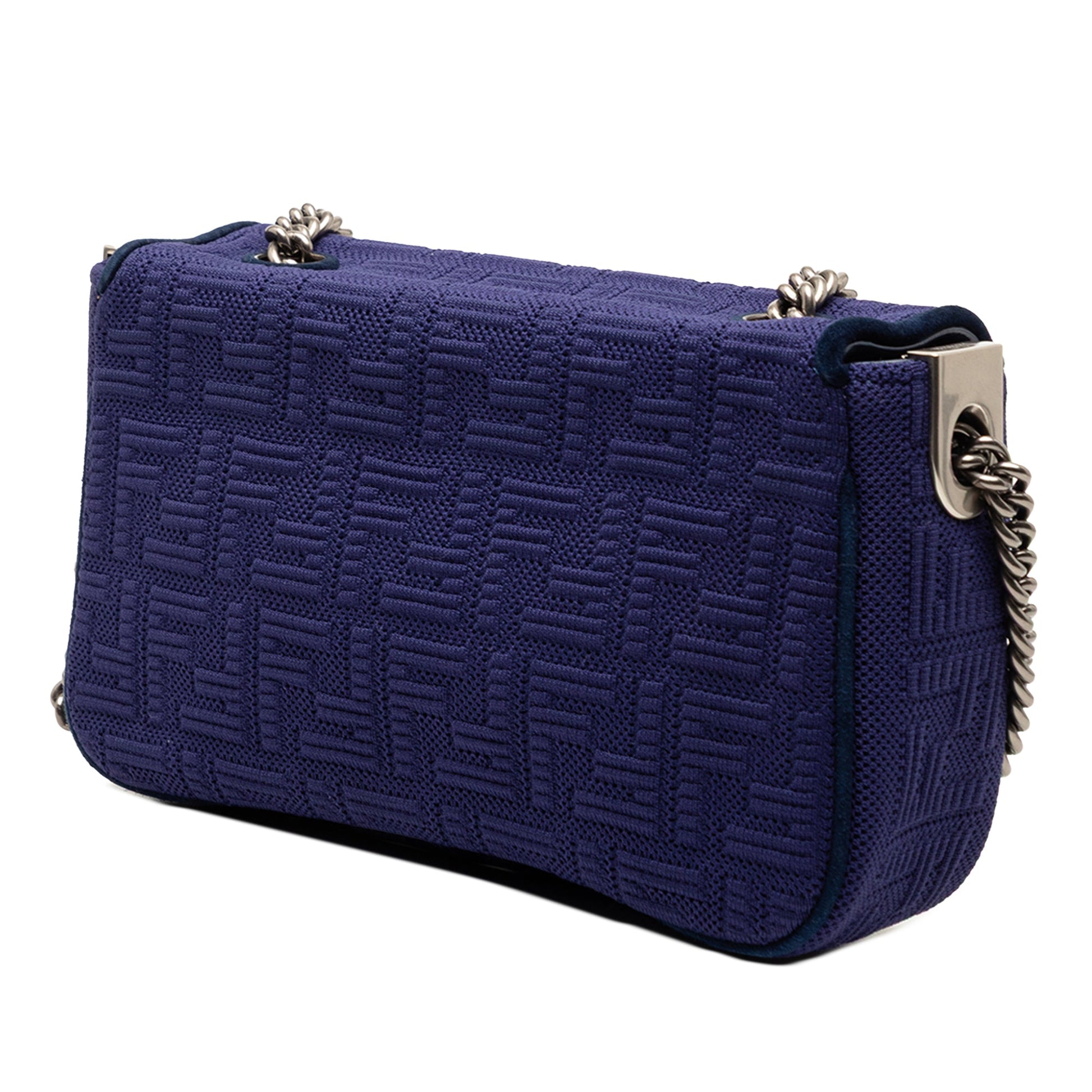 Fendi Zucca Embossed Technical Fabric Chain Midi Baguette