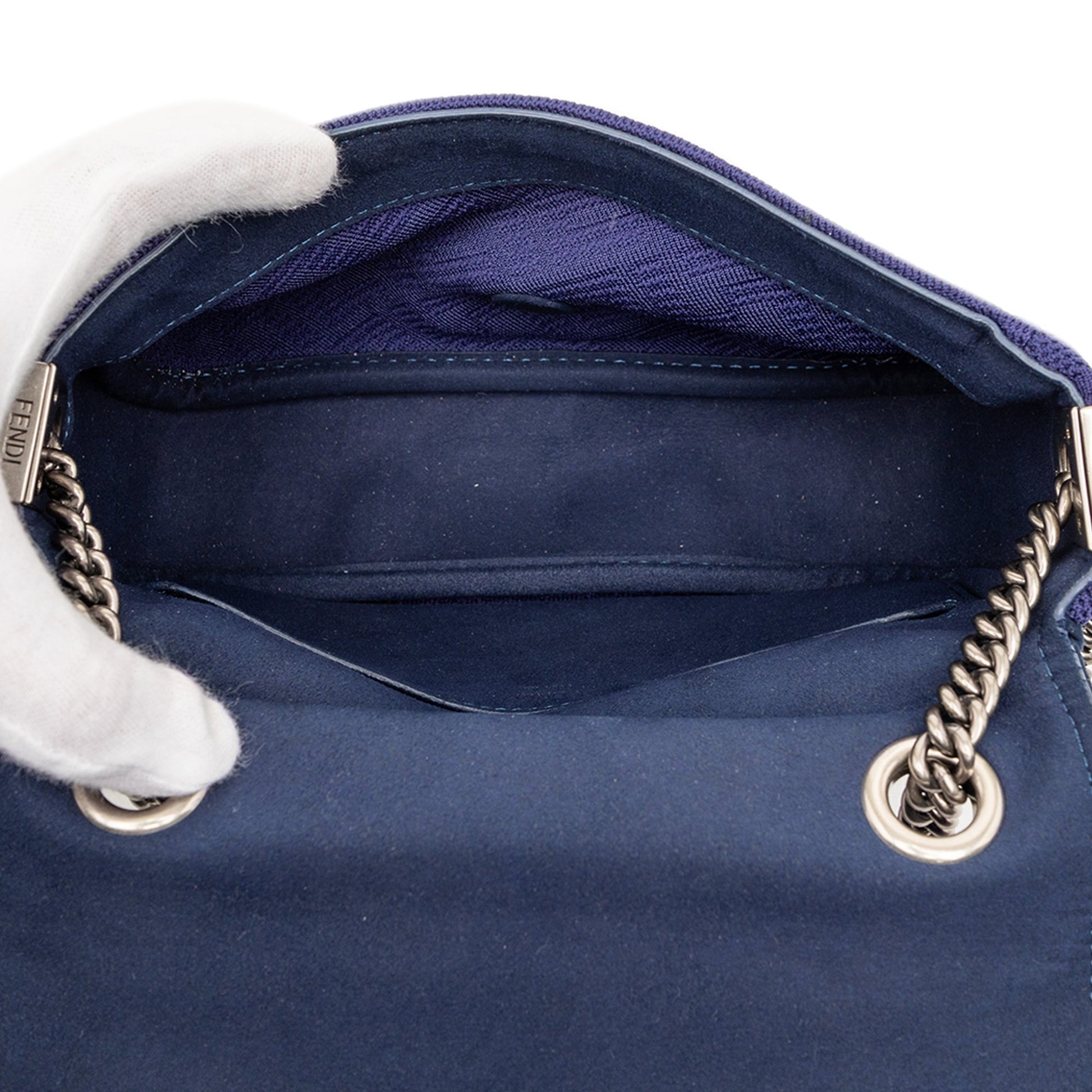 Fendi Zucca Embossed Technical Fabric Chain Midi Baguette
