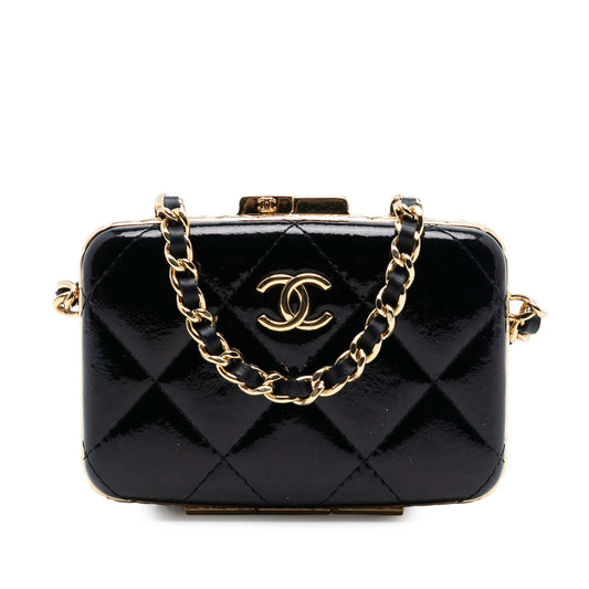 Chanel Small Glazed Goatskin Box With Chain
