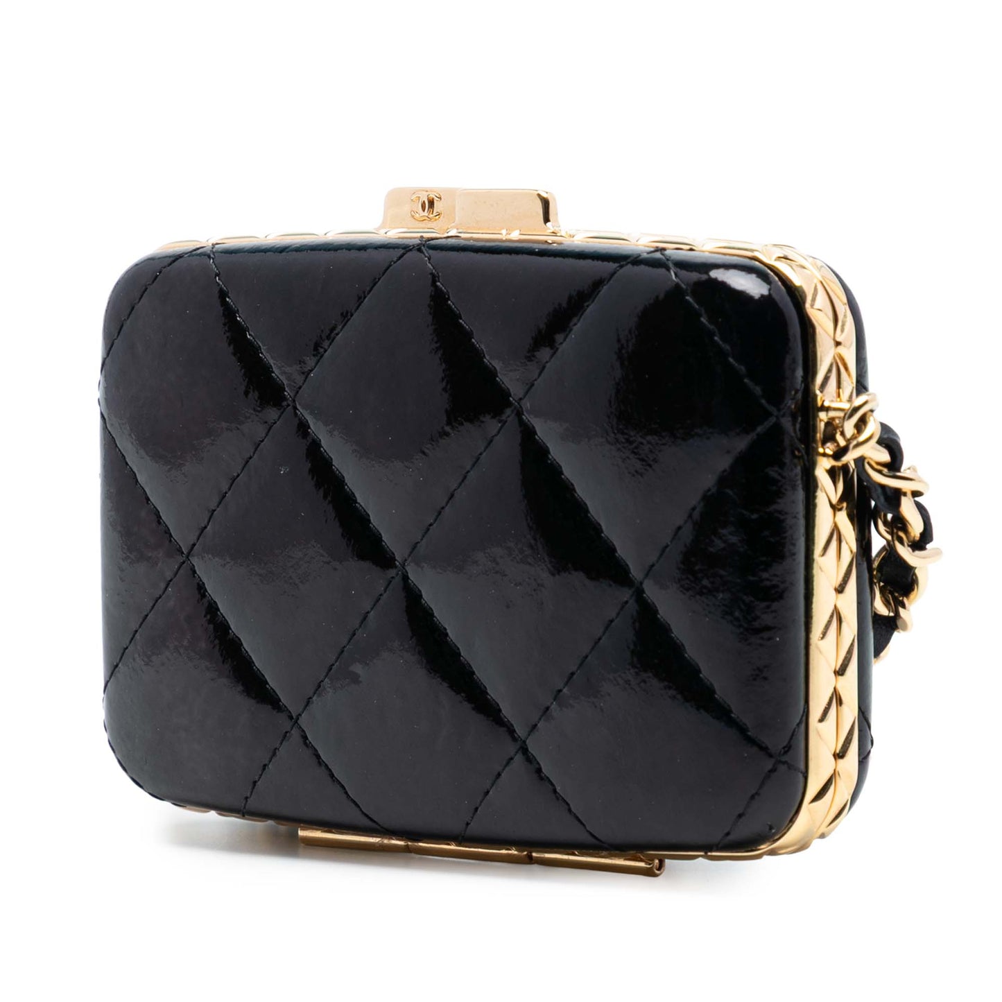 Chanel Small Glazed Goatskin Box With Chain