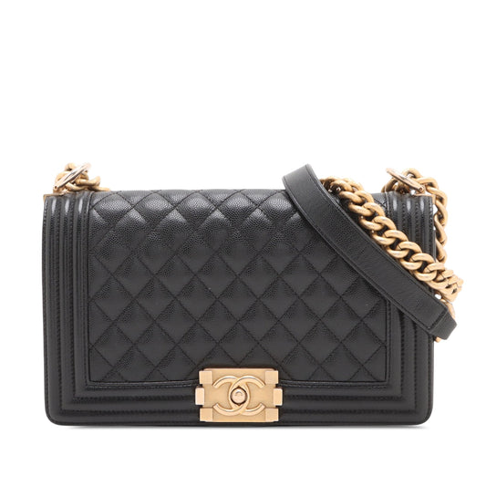 Chanel Old Medium Quilted Caviar Boy Flap