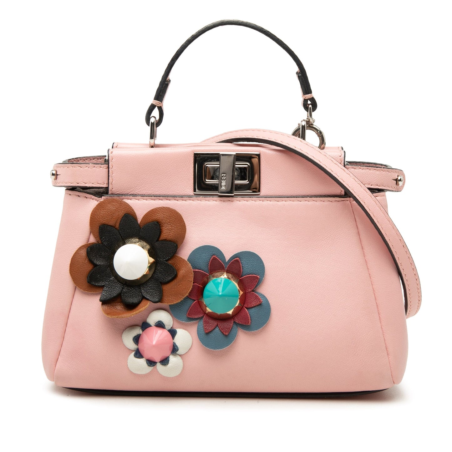 Fendi Micro Leather Flowerland Peekaboo Satchel