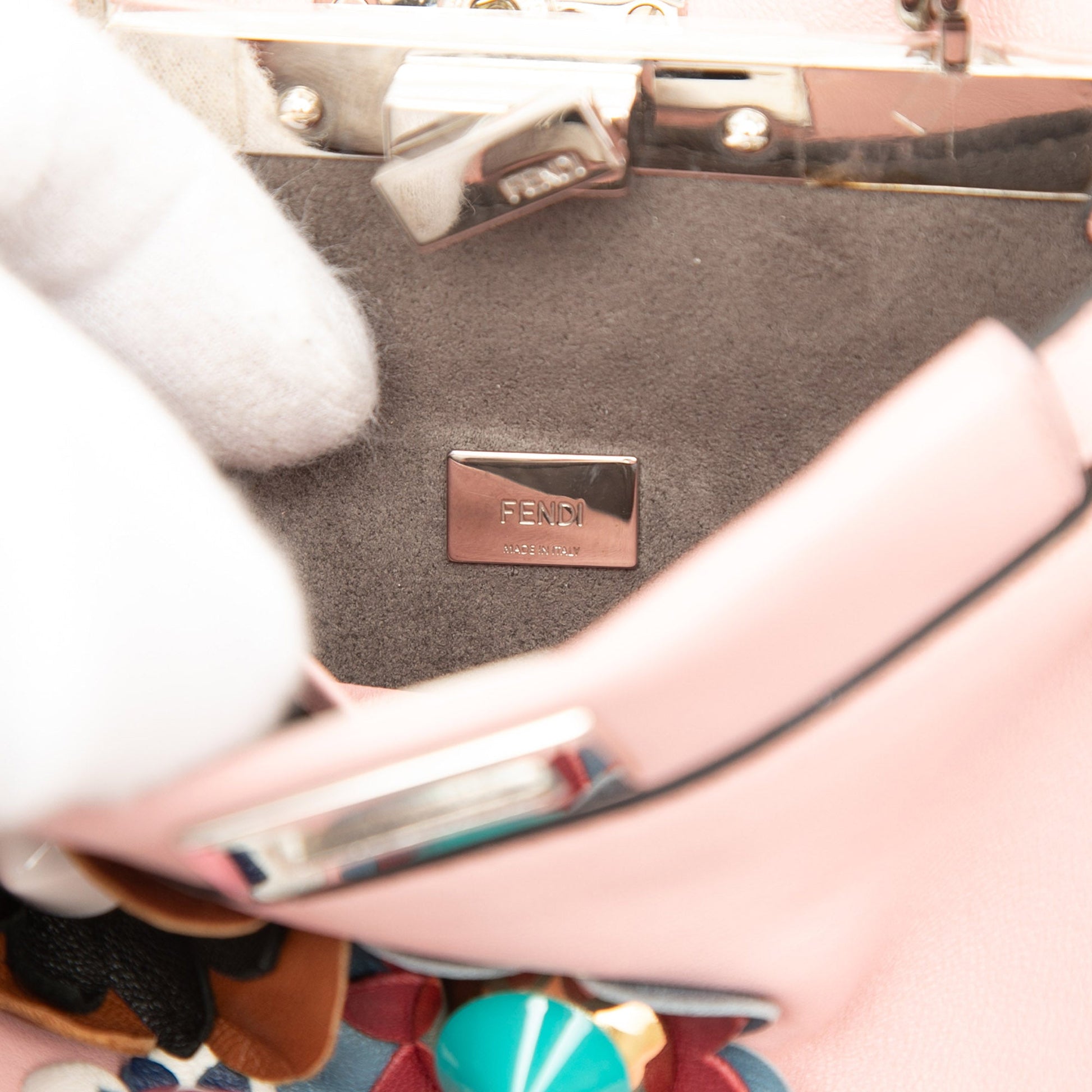 Fendi Micro Leather Flowerland Peekaboo Satchel