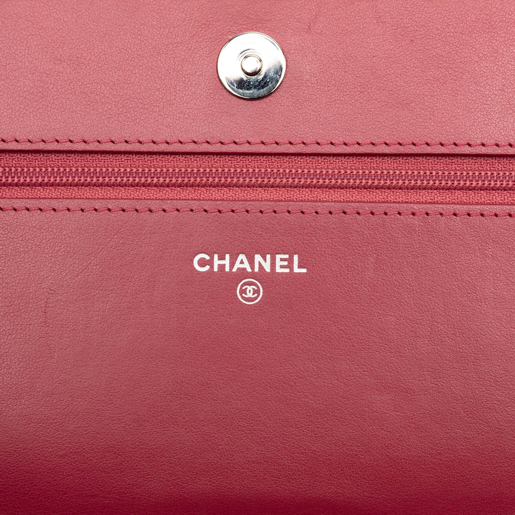 Chanel CC Embossed Lambskin Camellia Wallet On Chain