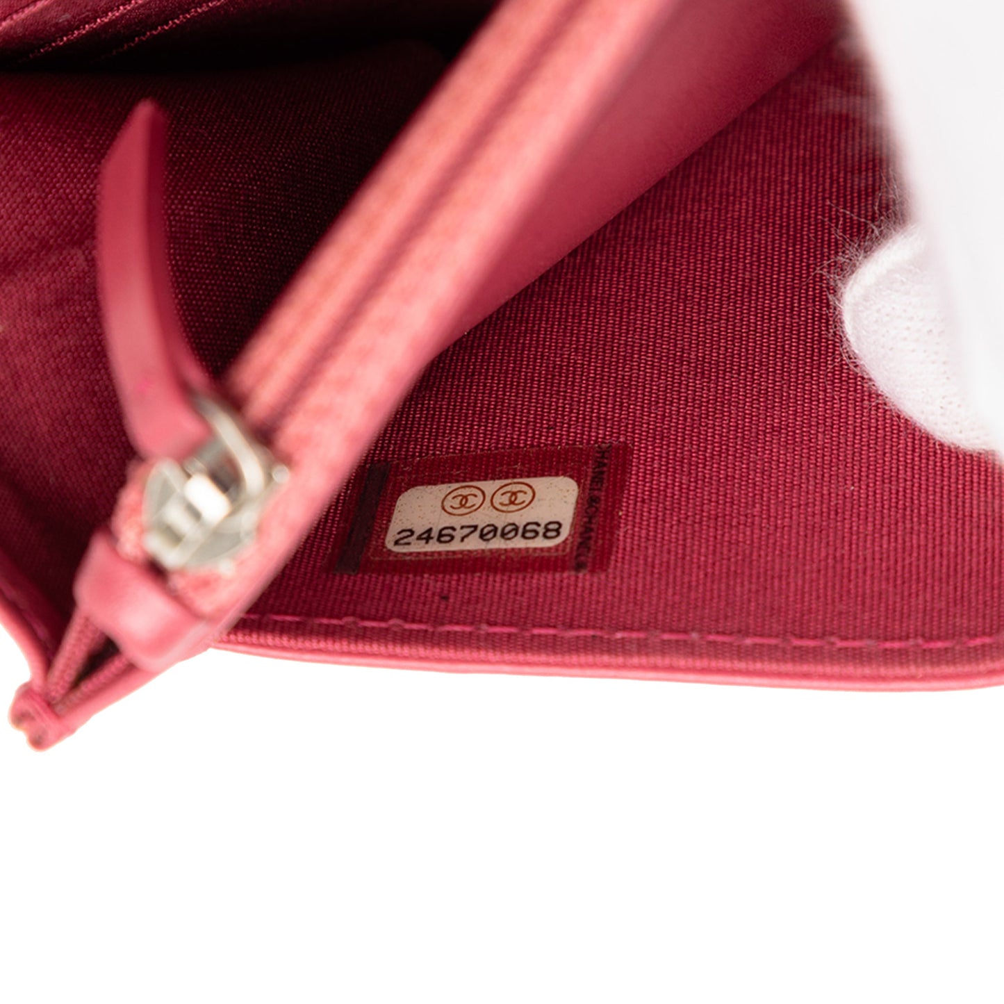 Chanel CC Embossed Lambskin Camellia Wallet On Chain