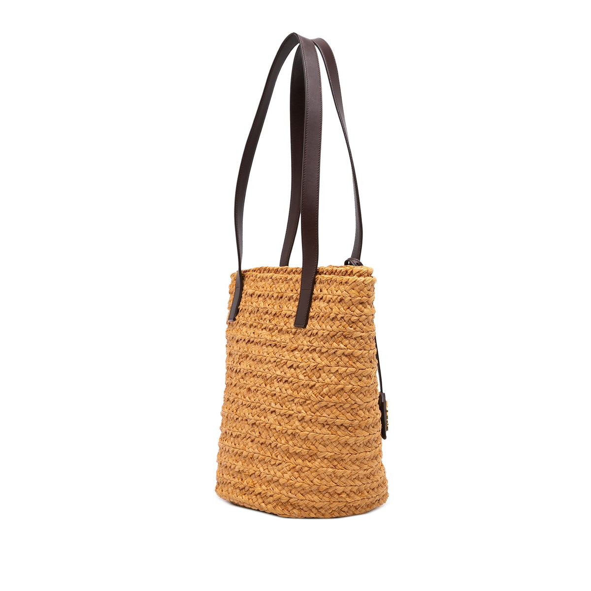 Saint Laurent Small Raffia Panier Tote — Beige