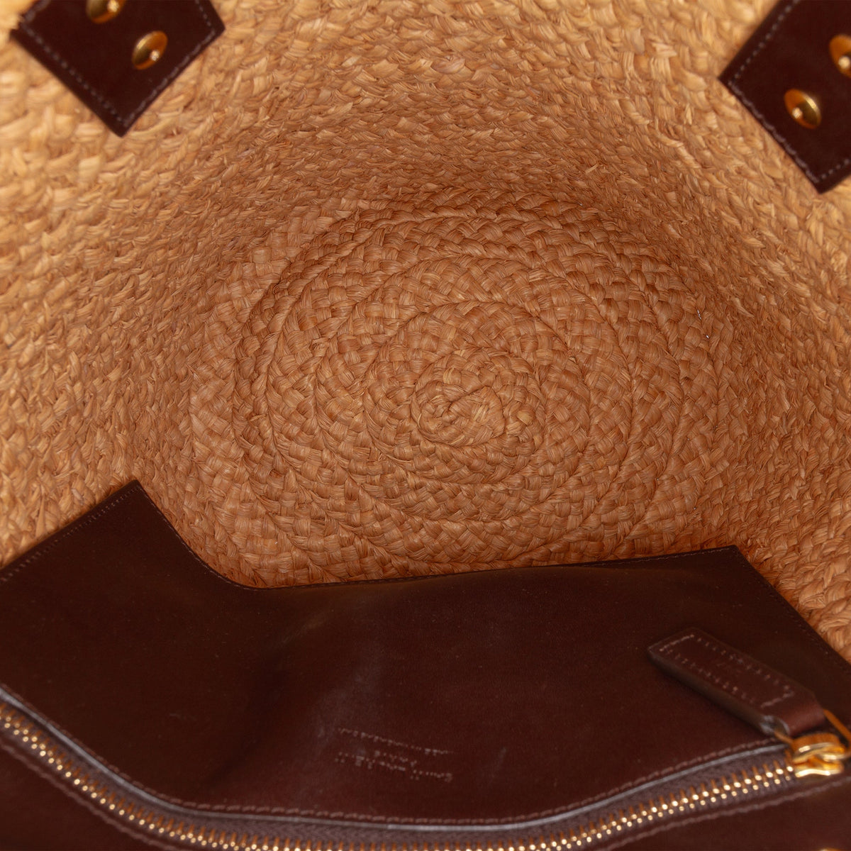 Saint Laurent Small Raffia Panier Tote — Beige