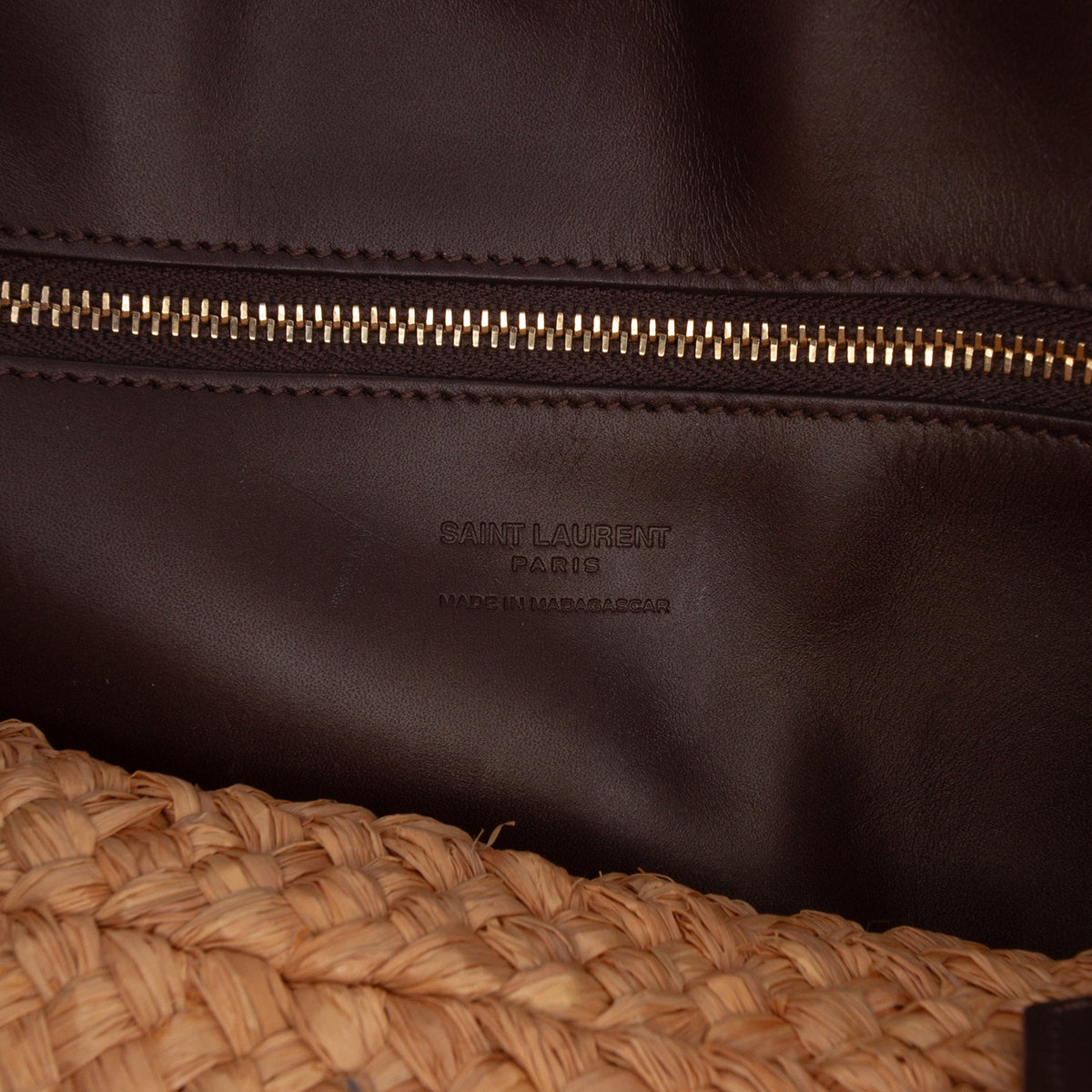 Saint Laurent Small Raffia Panier Tote — Beige