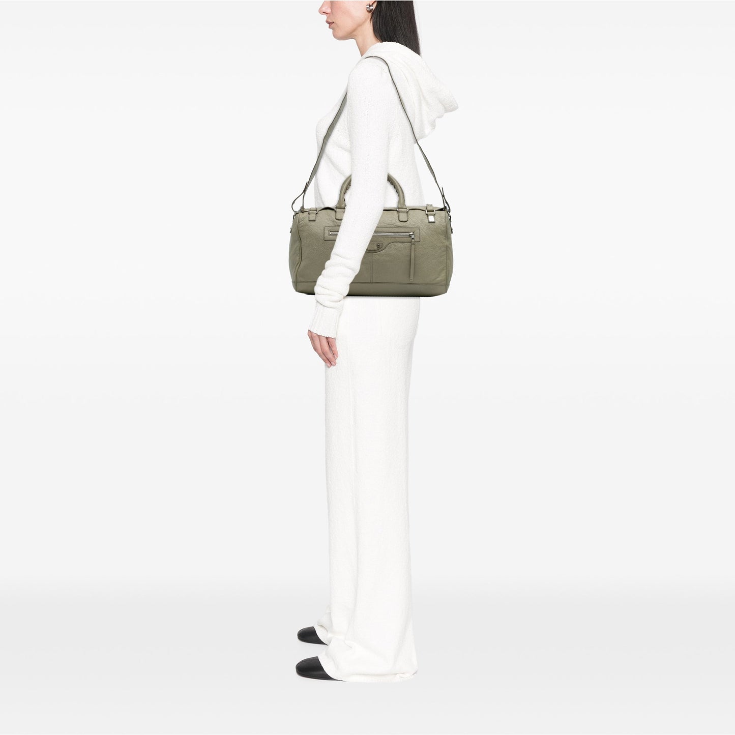 Balenciaga Small Lambskin Motocross Classic Squash Duffle Bag