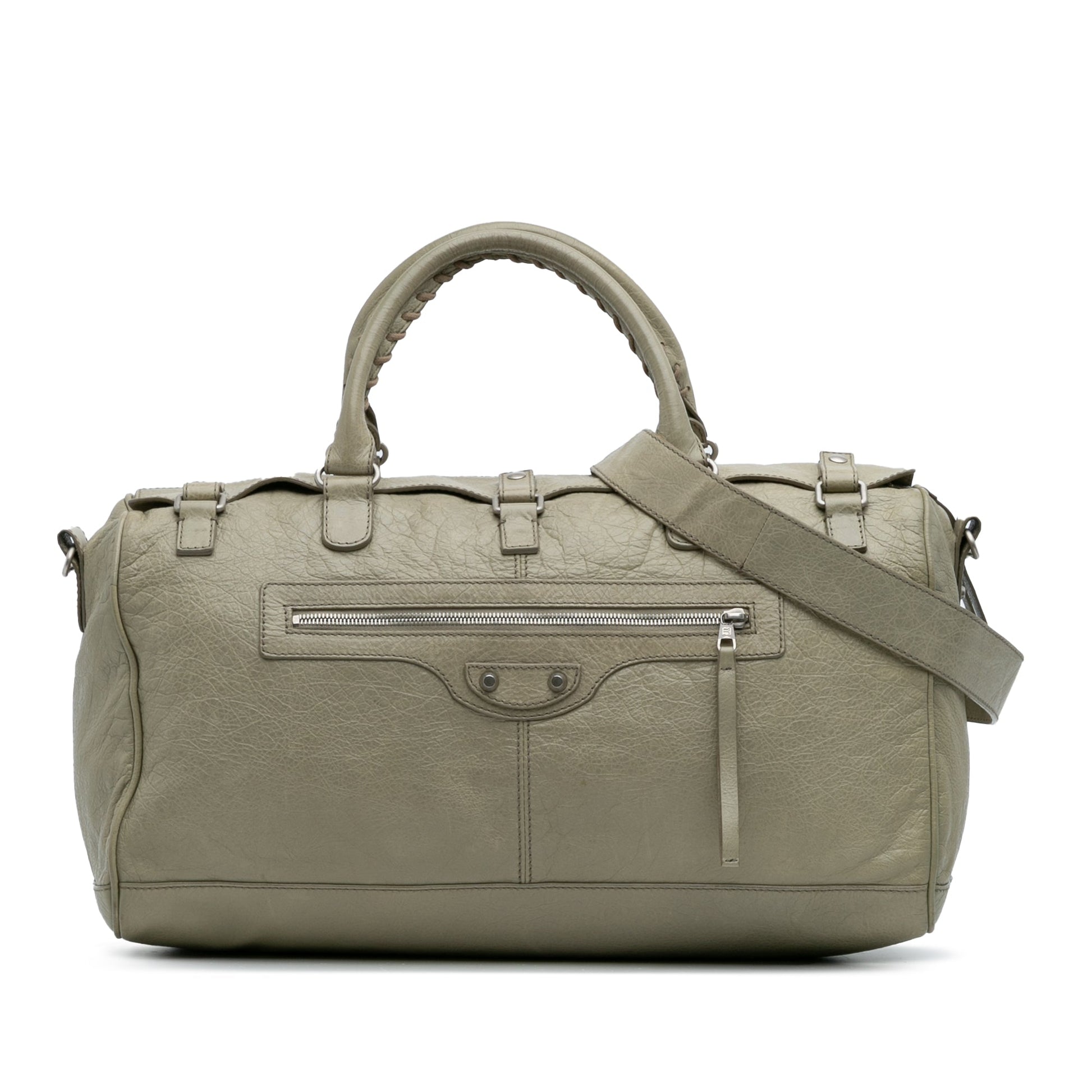 Balenciaga Small Lambskin Motocross Classic Squash Duffle Bag